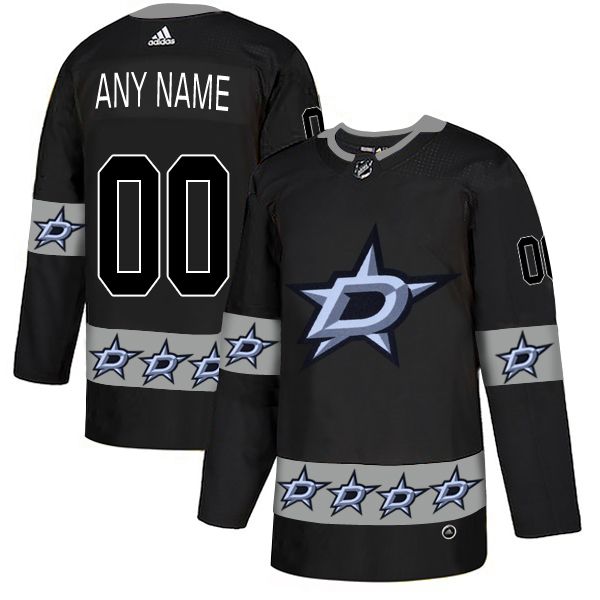 Men Dallas Stars 00 Any name Black Custom Adidas Fashion NHL Jersey